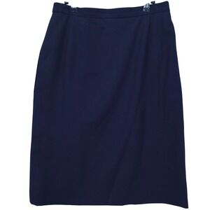 Austin Reed Worsted Wool Navy Pencil Skirt Women 12 Knee Length Lined Office